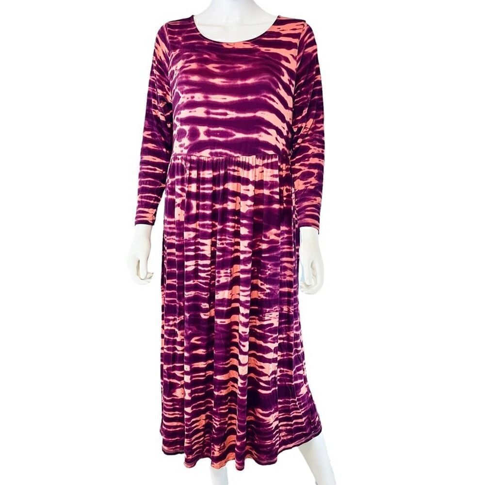 Terra and Sky Maxi Dress Tie Dye Long Sleeve 0X